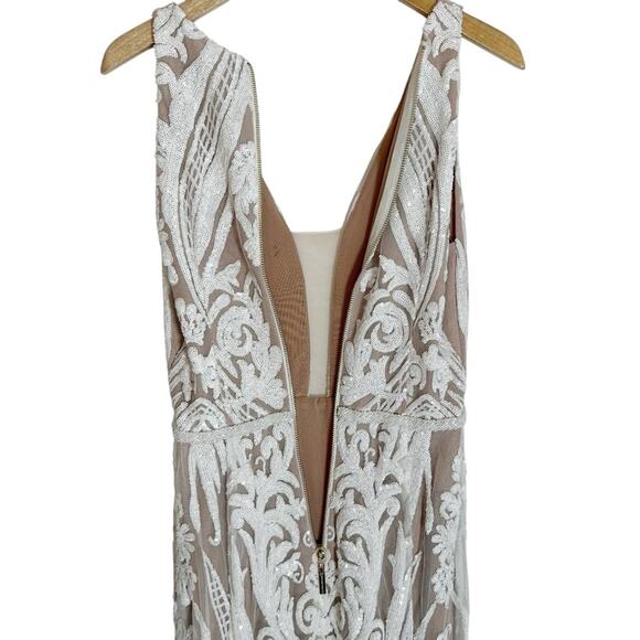 BRONX & BANCO Ester Sequin & Bead Embellished Plunge Neck Gown - Picture 8 of 11